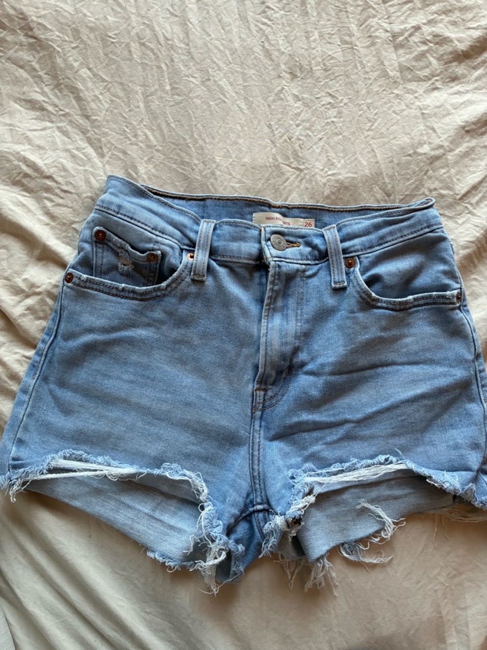 Levi's Light Blue Distressed Denim Cutoff Shorts